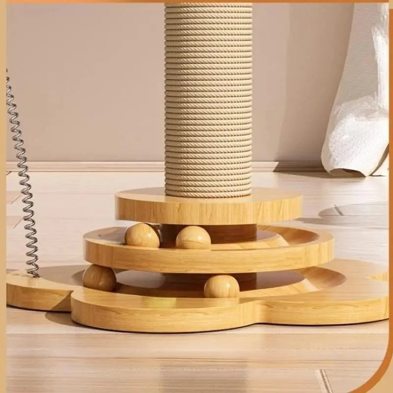 Pawsome™ 3-in-1 Wooden Cat Turntable & Scratcher 