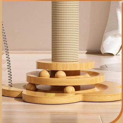 Pawsome™ 3-in-1 Wooden Cat Turntable & Scratcher 