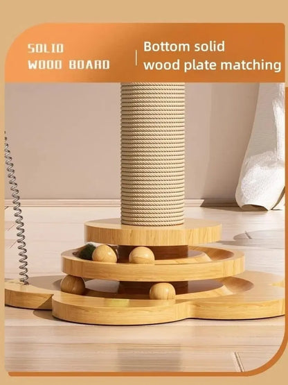 Pawsome™ 3-in-1 Wooden Cat Turntable & Scratcher 
