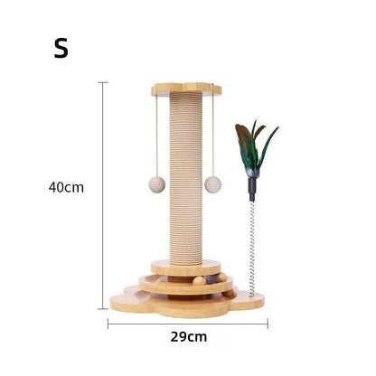 Pawsome™ 3-in-1 Wooden Cat Turntable & Scratcher 