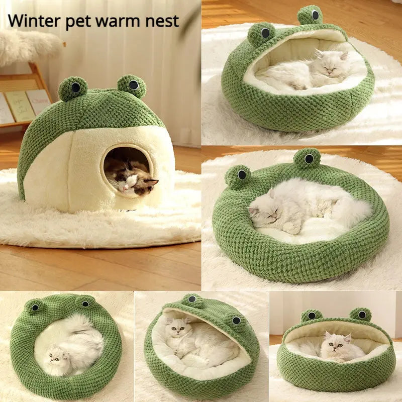 Pawsome™ Plush Frog-Shaped Pet Nest 