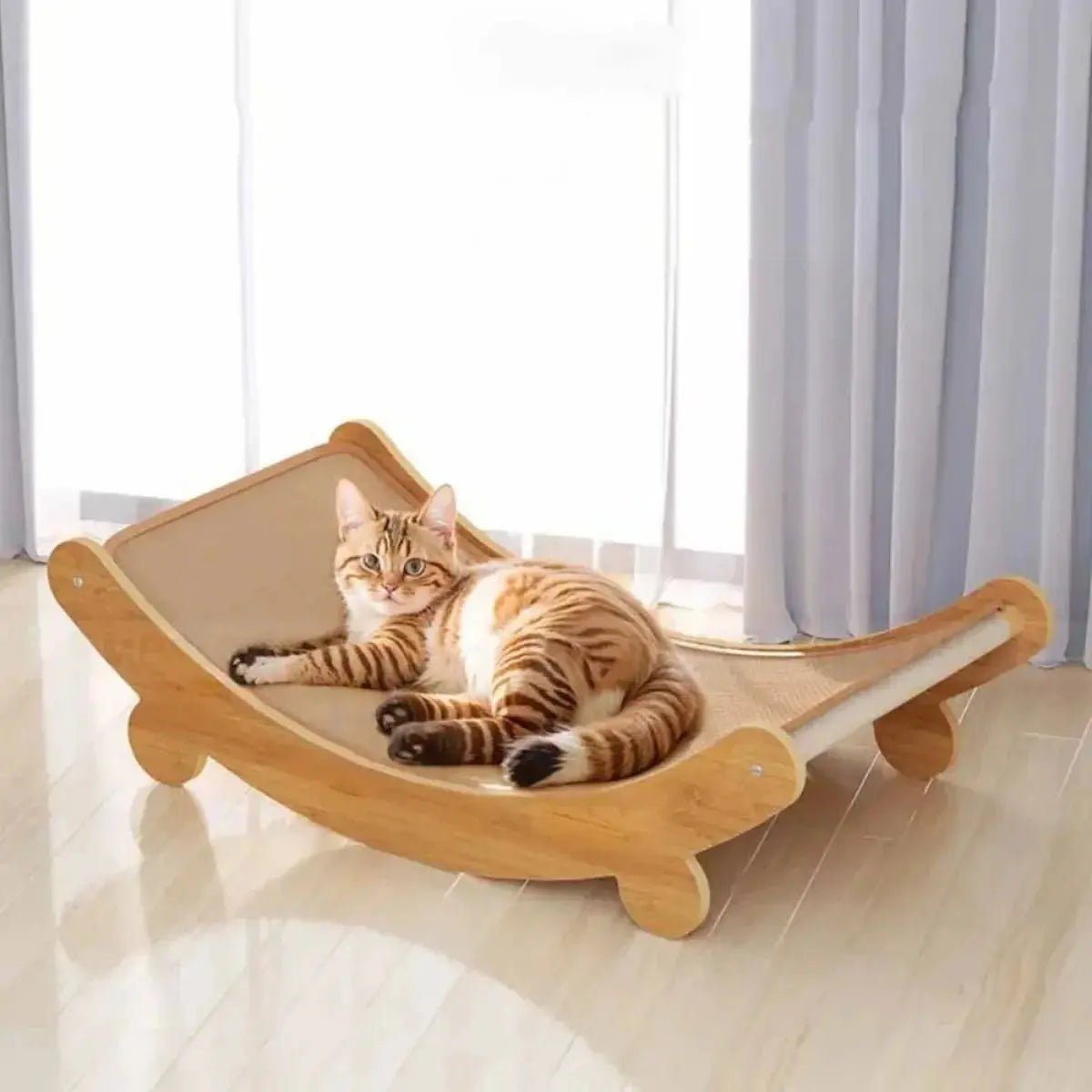 Pawsome™ Wooden Cat Scratcher & Sleeping Bed 