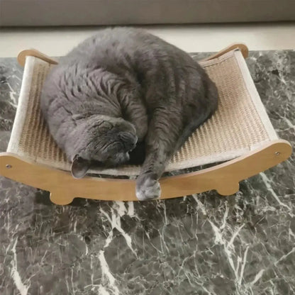 Pawsome™ Wooden Cat Scratcher & Sleeping Bed 