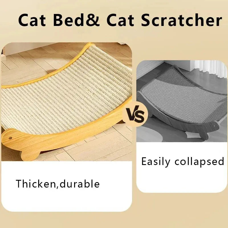 Pawsome™ Wooden Cat Scratcher & Sleeping Bed 
