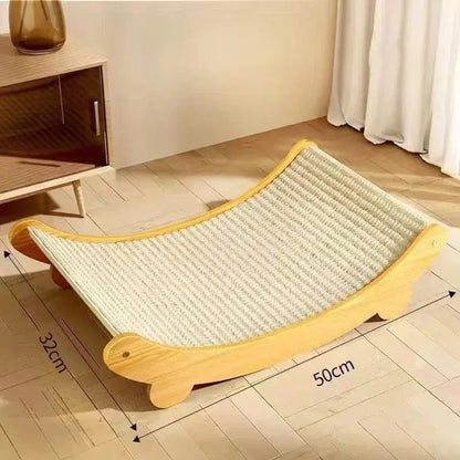 Pawsome™ Wooden Cat Scratcher & Sleeping Bed 