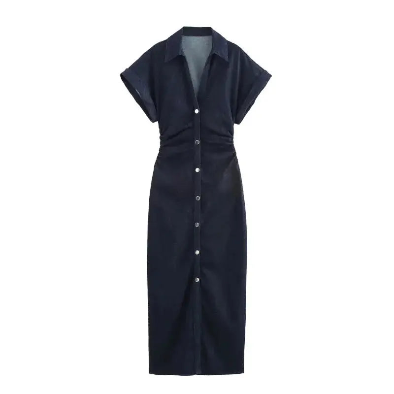 Veloria™ 1975-Inspired Denim Midi Dress 