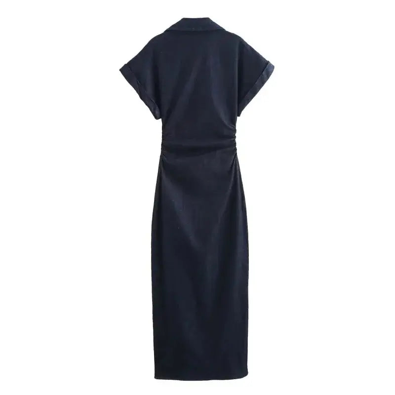 Veloria™ 1975-Inspired Denim Midi Dress 