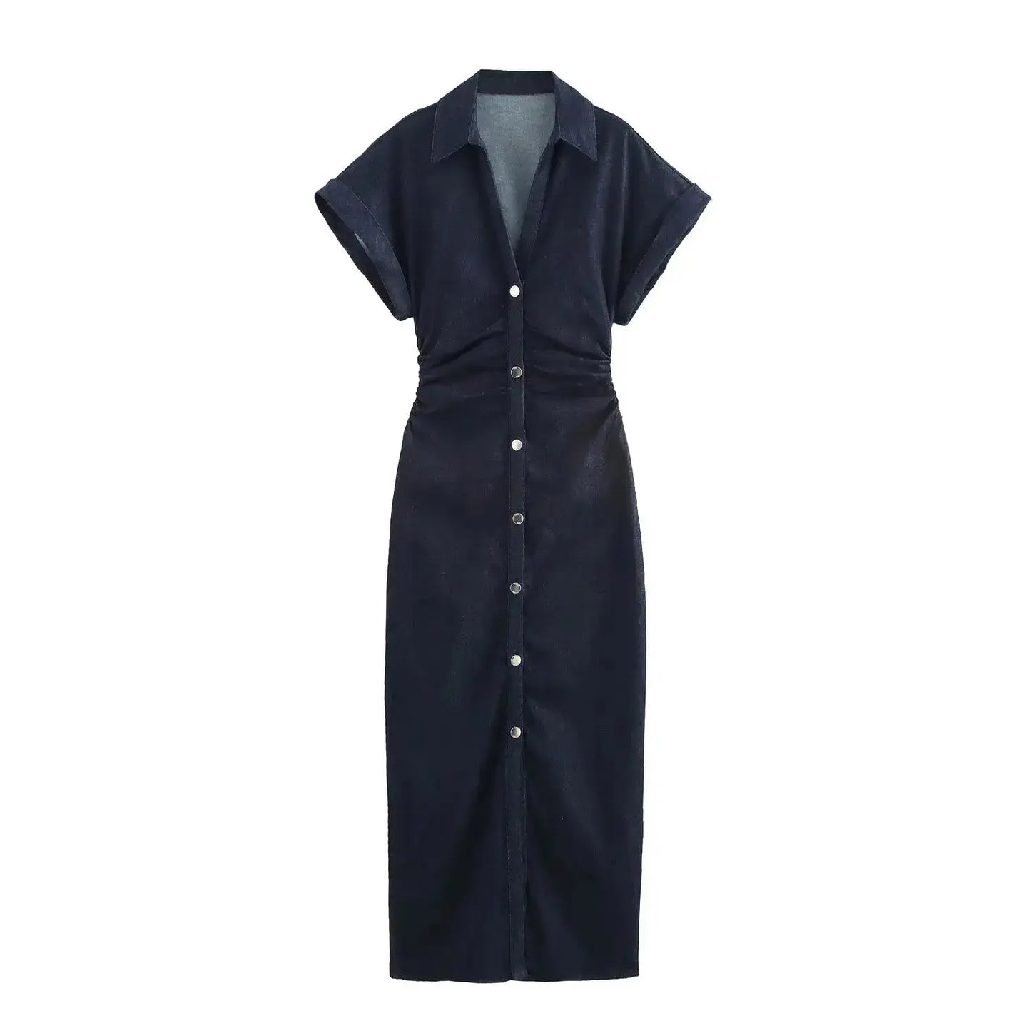 Veloria™ 1975-Inspired Denim Midi Dress 