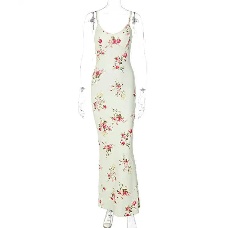 Veloria™ Backless Floral Bodycon Maxi Dress 