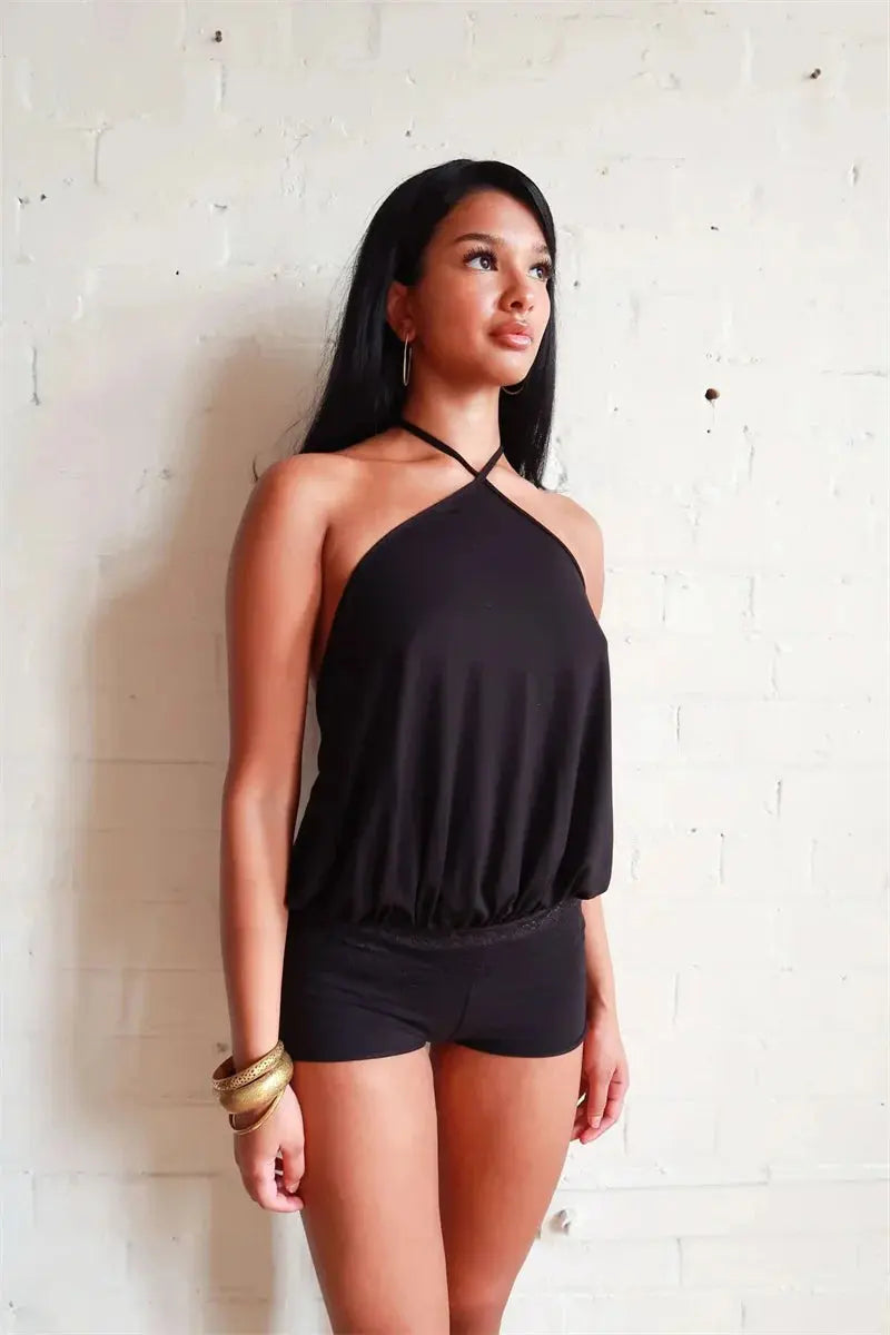 Veloria™ Backless Ruffled Halter Mini Dress 