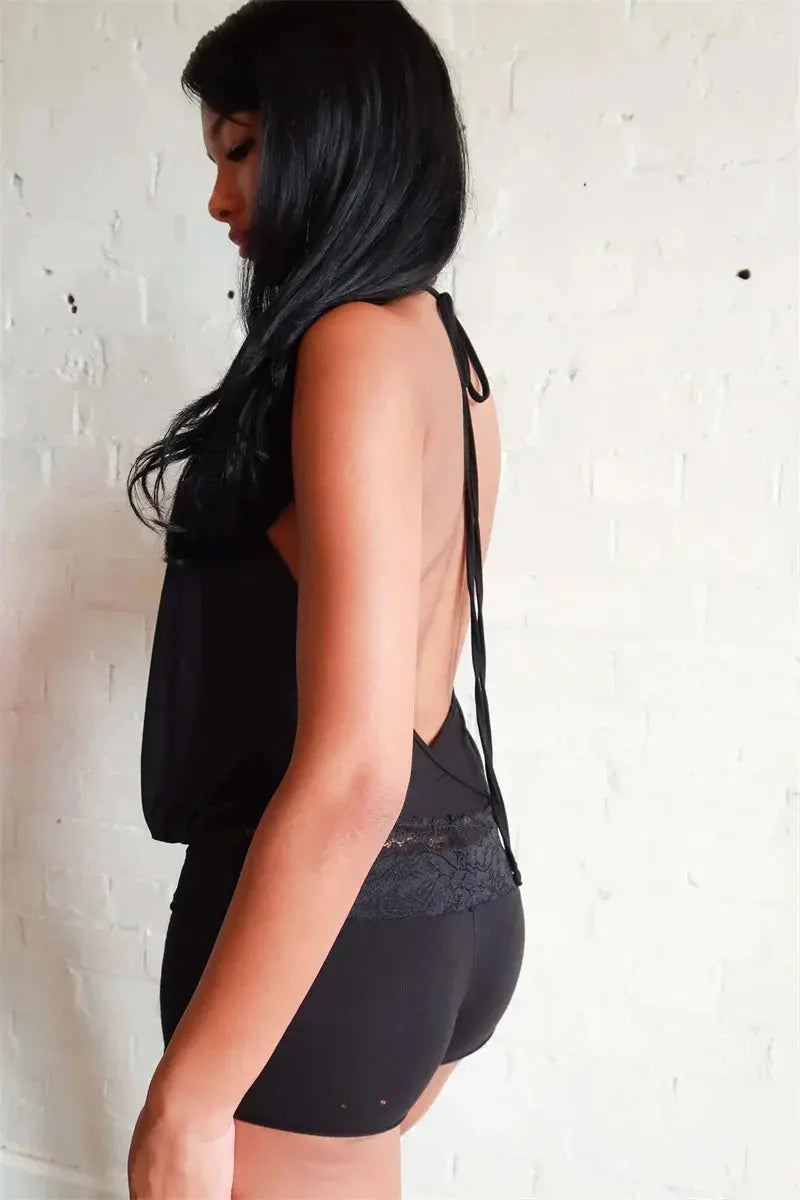 Veloria™ Backless Ruffled Halter Mini Dress 