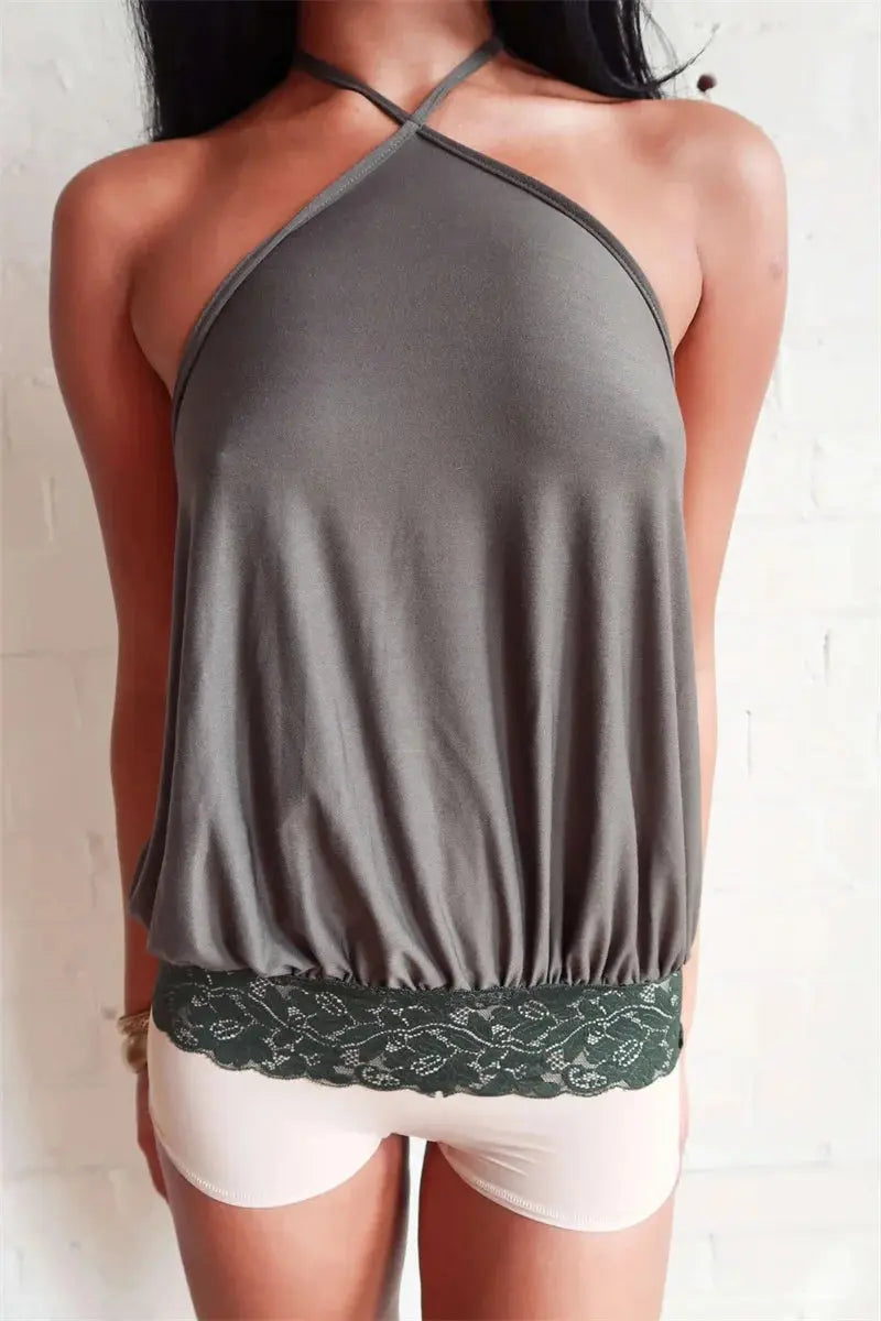 Veloria™ Backless Ruffled Halter Mini Dress 