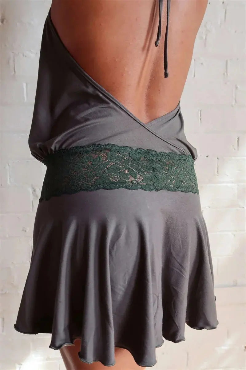 Veloria™ Backless Ruffled Halter Mini Dress 