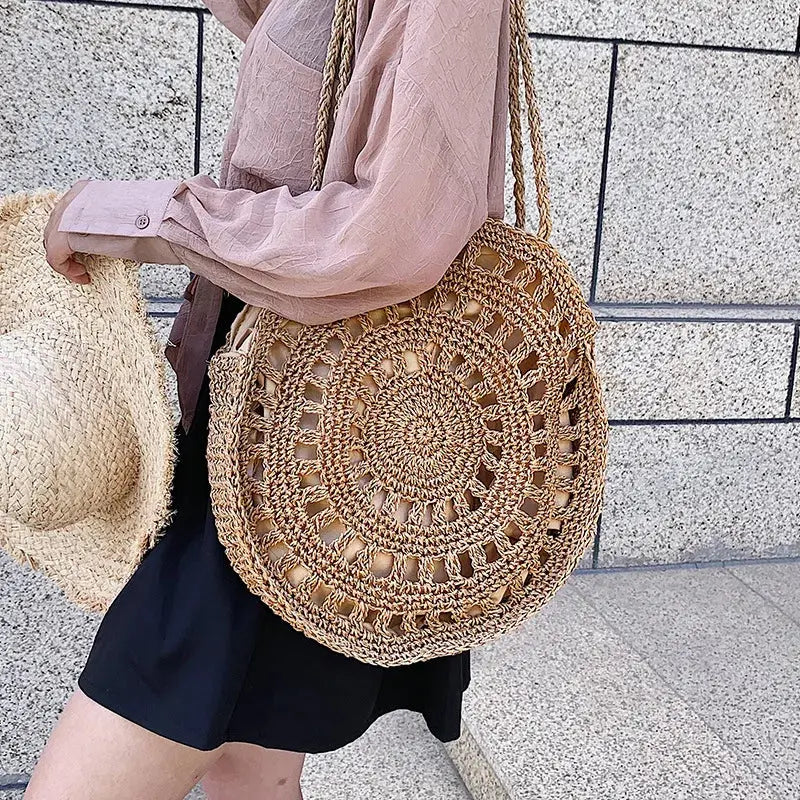 Veloria™ Boho Hollow Straw Circle Bag 