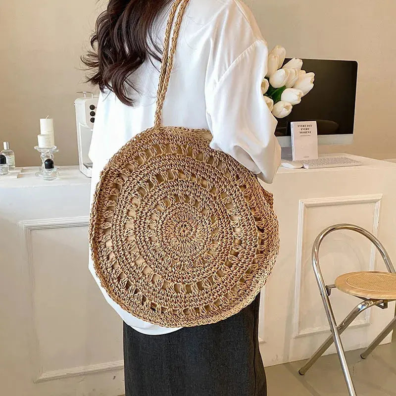 Veloria™ Boho Hollow Straw Circle Bag 