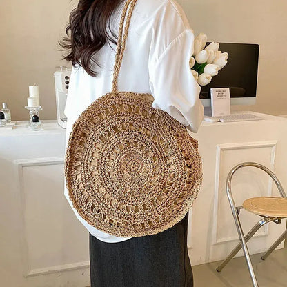 Veloria™ Boho Hollow Straw Circle Bag 