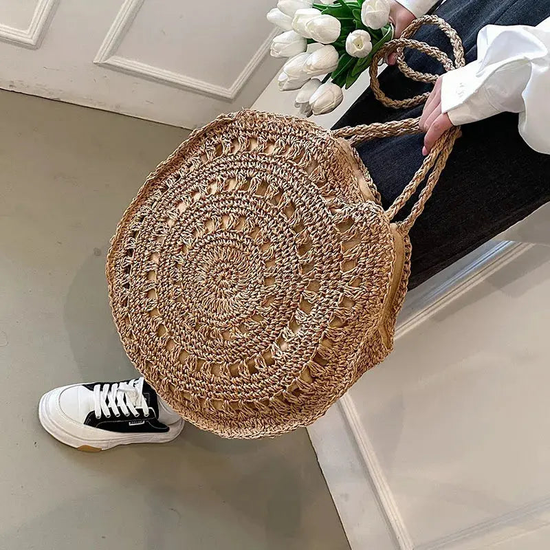 Veloria™ Boho Hollow Straw Circle Bag 