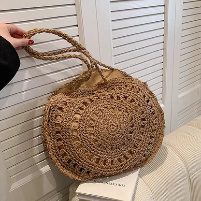 Veloria™ Boho Hollow Straw Circle Bag 