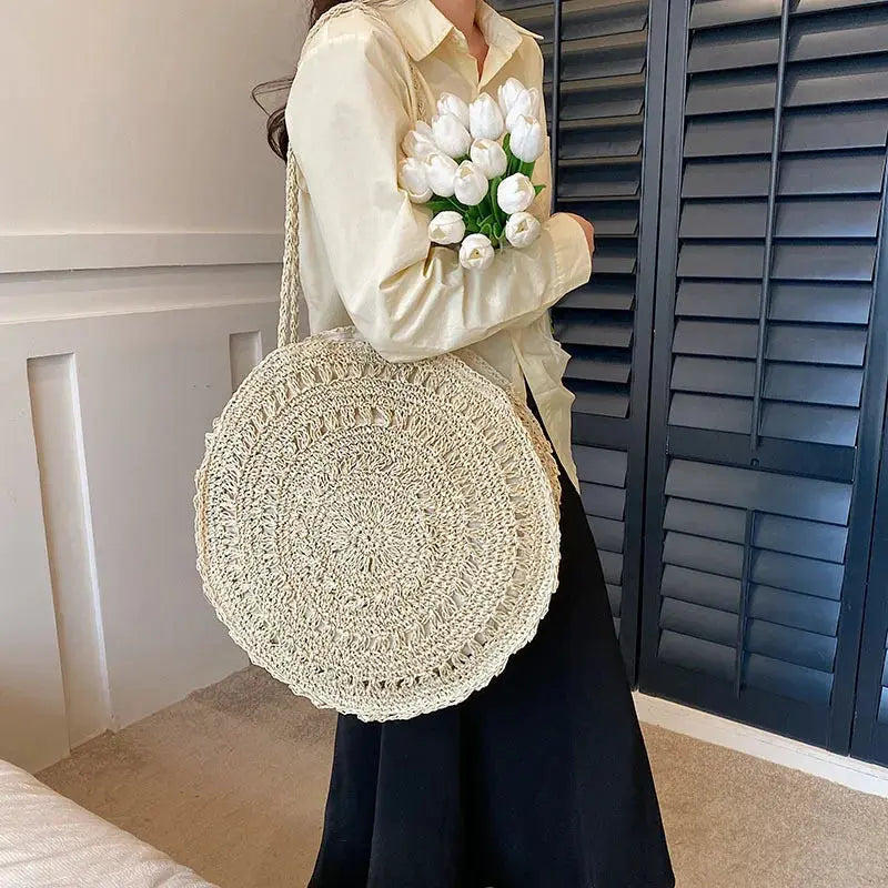 Veloria™ Boho Hollow Straw Circle Bag 