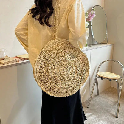 Veloria™ Boho Hollow Straw Circle Bag 