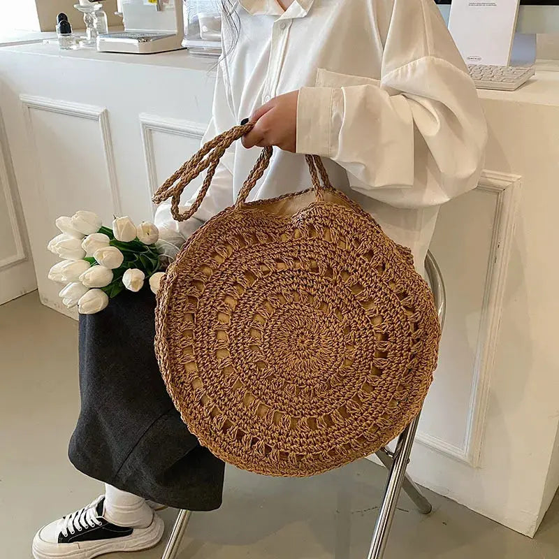 Veloria™ Boho Hollow Straw Circle Bag 
