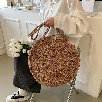 Veloria™ Boho Hollow Straw Circle Bag 