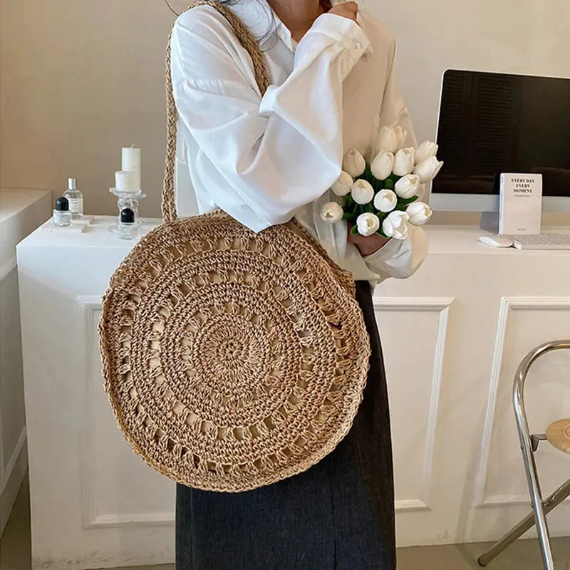Veloria™ Boho Hollow Straw Circle Bag 