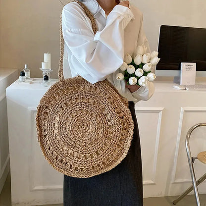 Veloria™ Boho Hollow Straw Circle Bag 