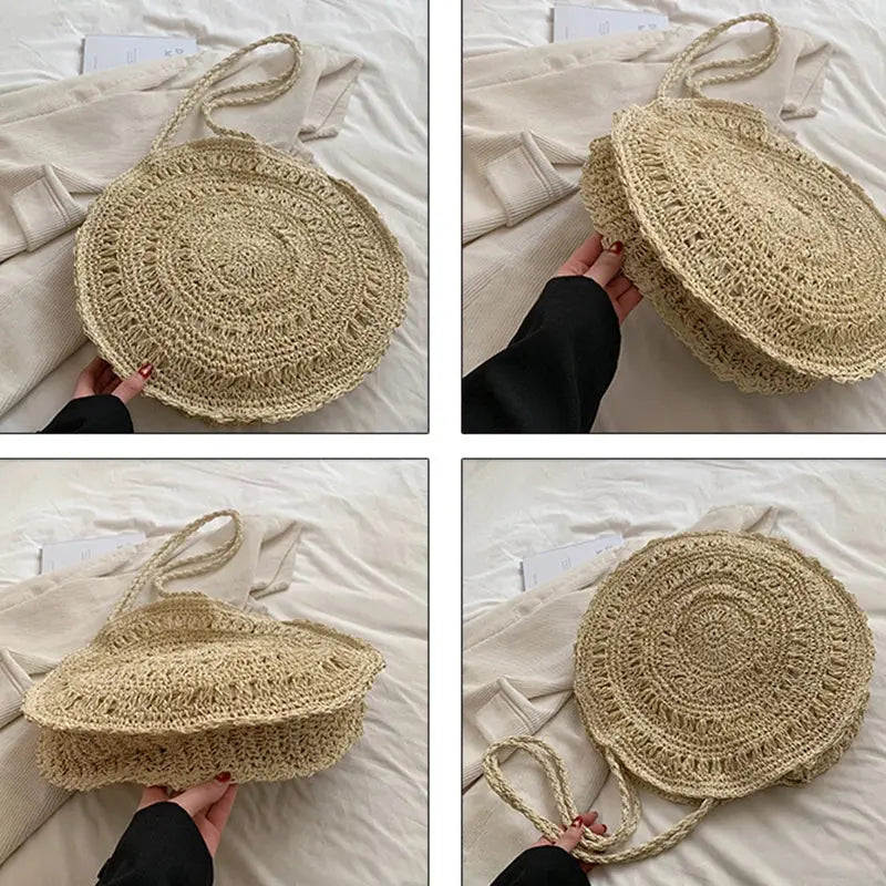 Veloria™ Boho Hollow Straw Circle Bag 