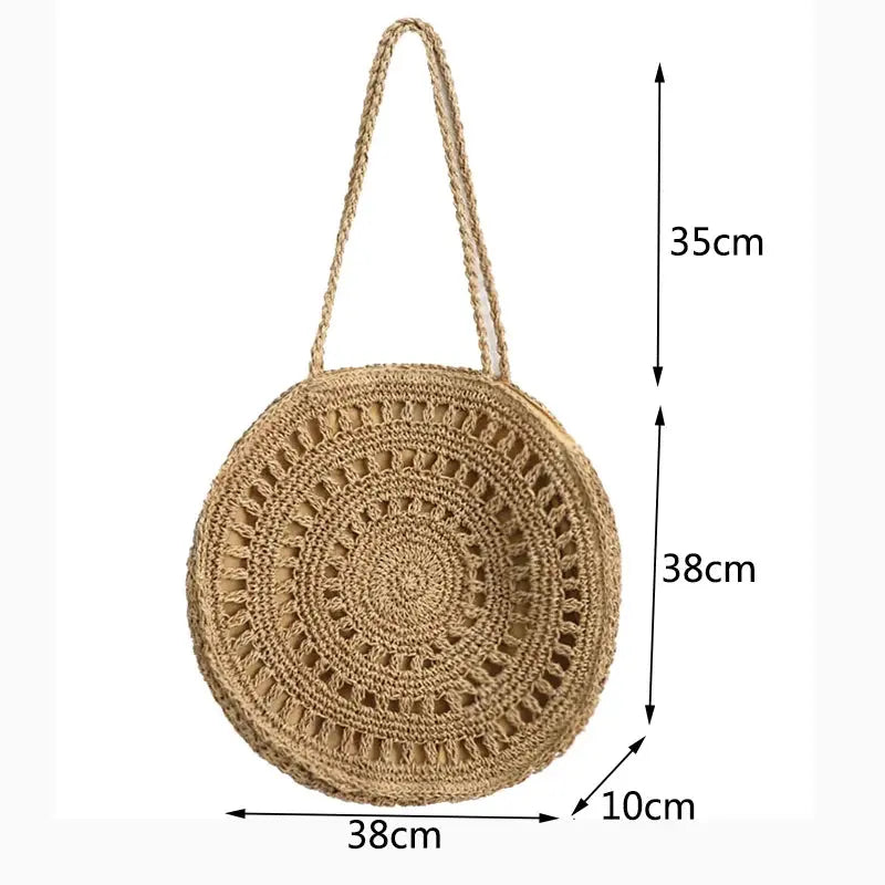 Veloria™ Boho Hollow Straw Circle Bag 