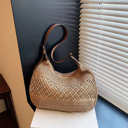 Veloria™ Bow-Knot Straw Shoulder Tote 