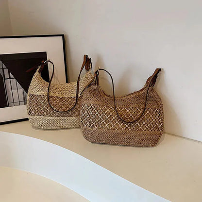 Veloria™ Bow-Knot Straw Shoulder Tote 