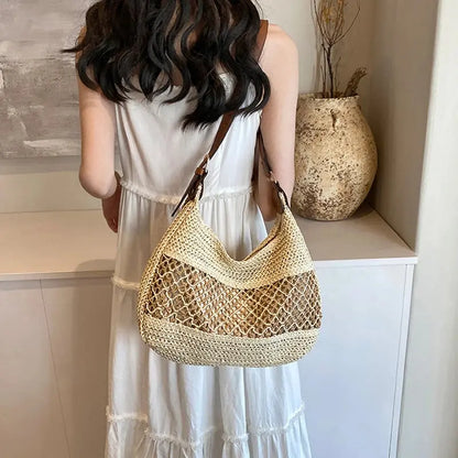 Veloria™ Bow-Knot Straw Shoulder Tote 