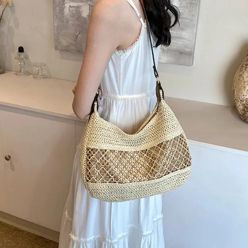 Veloria™ Bow-Knot Straw Shoulder Tote 