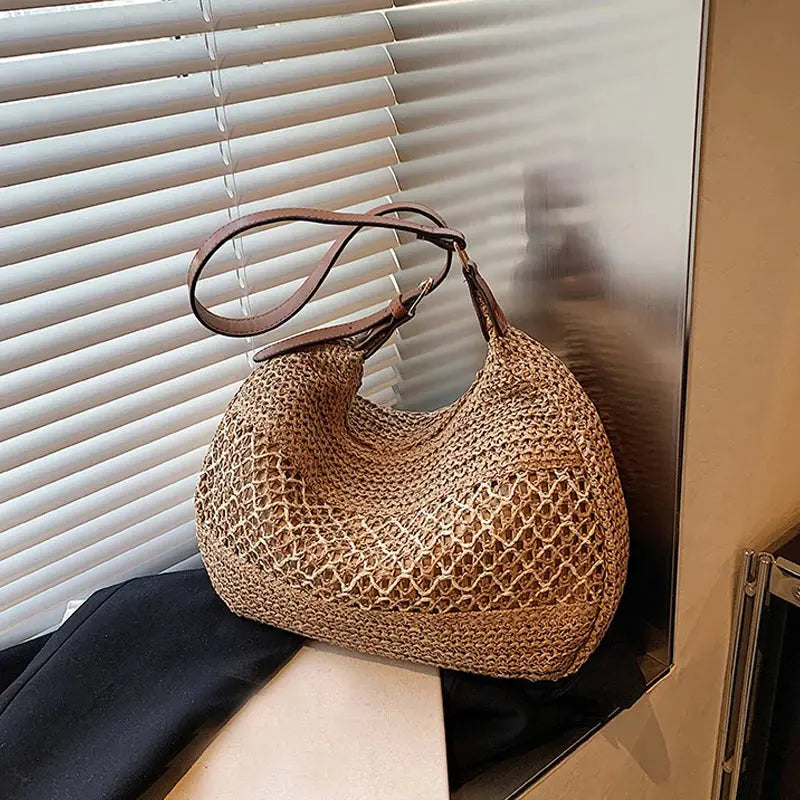 Veloria™ Bow-Knot Straw Shoulder Tote 