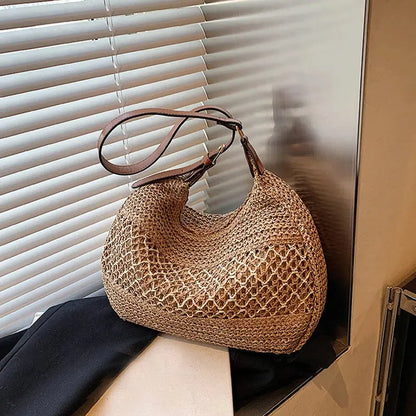 Veloria™ Bow-Knot Straw Shoulder Tote 