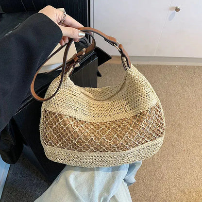 Veloria™ Bow-Knot Straw Shoulder Tote 