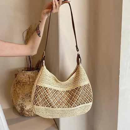 Veloria™ Bow-Knot Straw Shoulder Tote 