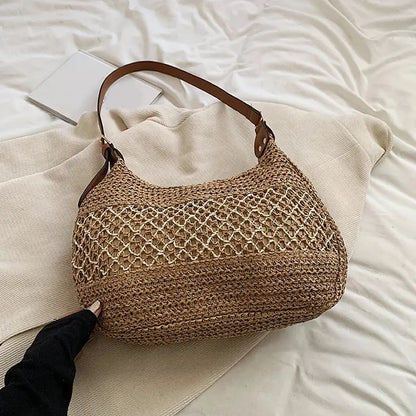 Veloria™ Bow-Knot Straw Shoulder Tote 