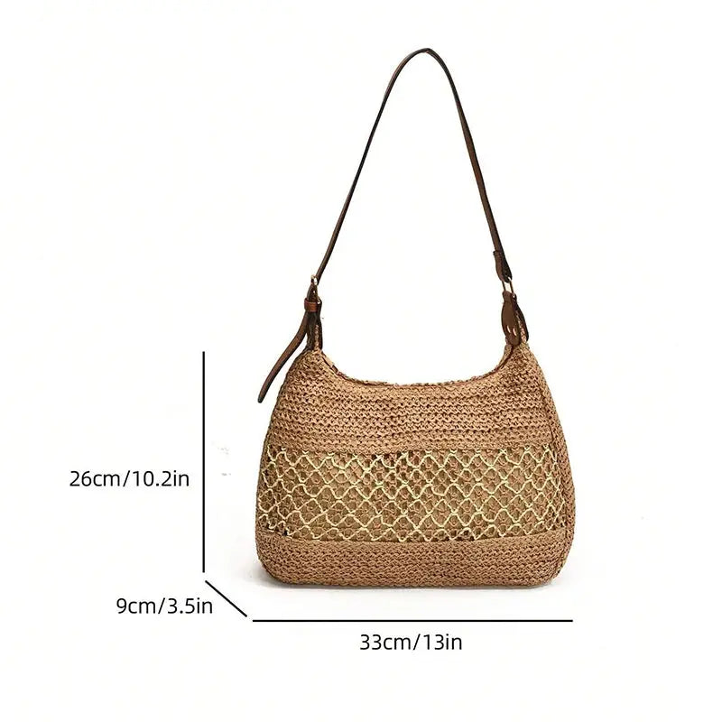 Veloria™ Bow-Knot Straw Shoulder Tote 