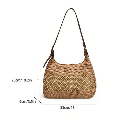 Veloria™ Bow-Knot Straw Shoulder Tote 