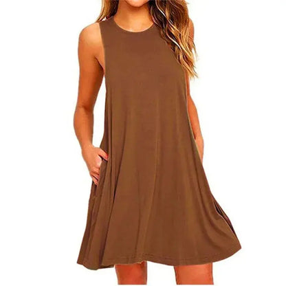 Veloria™ Casual Pocket T-Shirt Mini Dress 