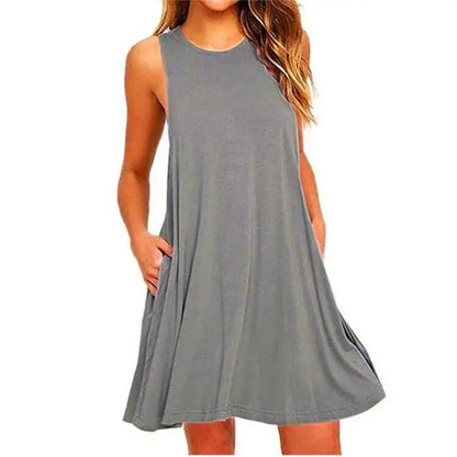 Veloria™ Casual Pocket T-Shirt Mini Dress 