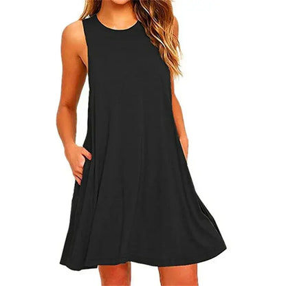 Veloria™ Casual Pocket T-Shirt Mini Dress 