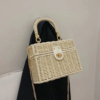 Veloria™ Chainlock Straw Box Bag 