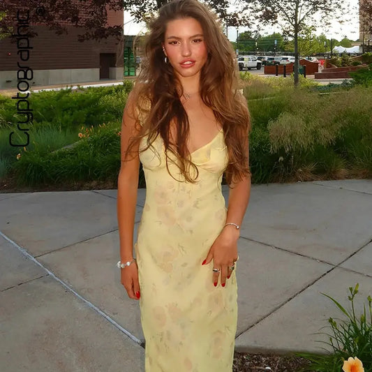 Veloria™ Floral Plunge Backless Maxi Dress 