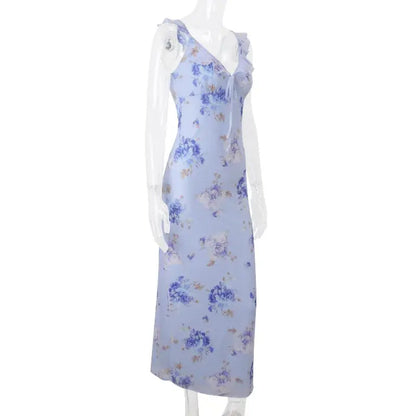 Veloria™ Floral Plunge Backless Maxi Dress 