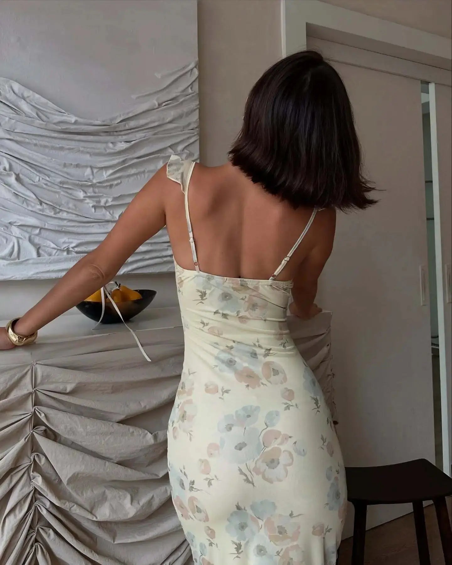 Veloria™ Floral Plunge Backless Maxi Dress 