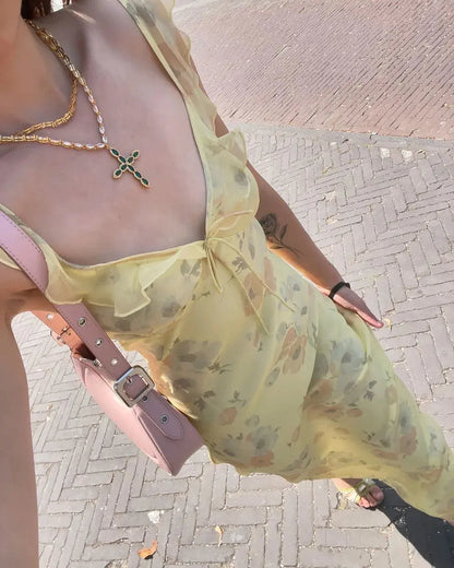 Veloria™ Floral Plunge Backless Maxi Dress 