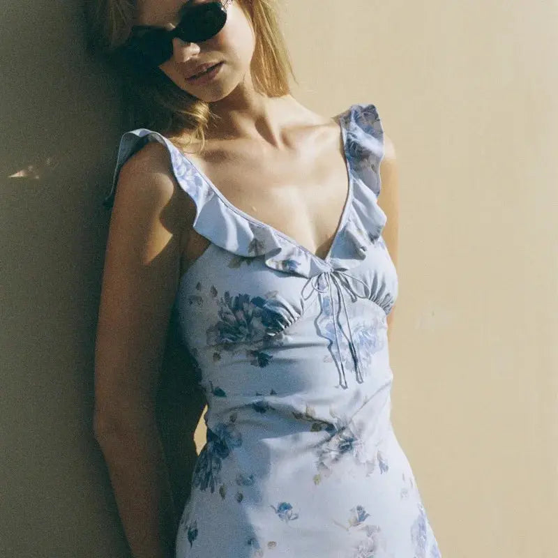 Veloria™ Floral Plunge Backless Maxi Dress 